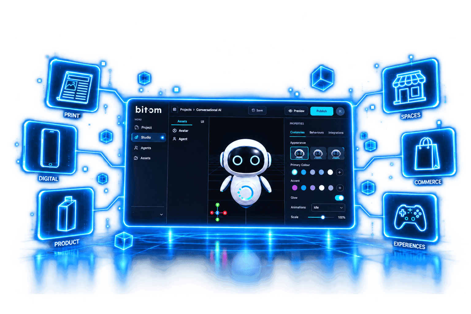 The Bitom dashboard, creating an experience ready to publish